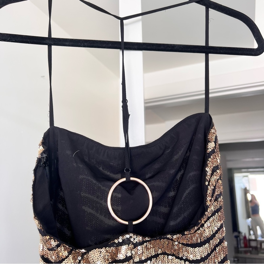 H:ours Lexie Gold Midi Dress- XS - Picture 7 of 12